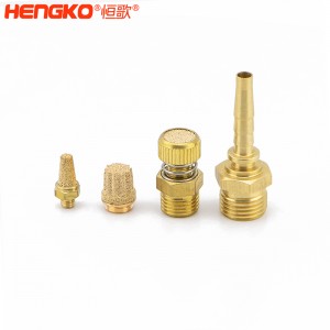 恒歌定制不銹鋼/銅粉氣動元件消音器_消音濾芯降噪耐高溫，應用于真空泵