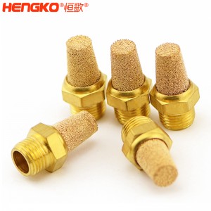 廠家供應HSBE 型燒結(jié)銅氣動空氣消聲器1″ 1/2″氣動設備發(fā)動機降噪